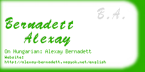 bernadett alexay business card